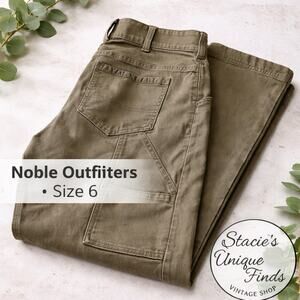 Noble Outfitters Womens Size 6 Olive Utility Pants Straight Leg Stretch